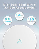 Mi14 Wi-Fi 6 Ax3000 Dual-Band Access Point | Poe+ Powered, 8 Ssid, Wpa3 Security, 1500 Sq.Ft Coverage | Indoor Ceiling/Wall Mount Ap For Soho, Retail, Café, And Office