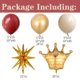 Burgundy Balloon Garland Kit β 148pcs Boho White, Sand, Gold & Crown Balloons for Party Decor