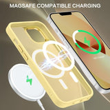 Magnetic Translucent Matte Phone Case for iPhone 13 and iPhone 14, Compatible with Magsafe, Slim Shockproof Protective Cover for Women and Men, 6.1" Yellow