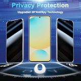 2+2 Pack Privacy Screen Protector Compatible With Galaxy S24 Fe 5G - 2 Tempered Film + 2 Camera Lens Glass - High Clarity - Bubble Free - Anti-Spy Protection - Anti-Shatter