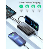 Power-Bank-Solar-Portable-Charger - 40000Mah Power Bank Large Capacity Built In 3 Output And 1 Input Cables And Flashlight 5V3.1A Fast Charger Compatible With All Smart Phones And Devices