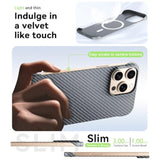 Magnetic Ultra-Thin Frosted Soft Touch Skin Borderless Carbon Fiber Bump Texture For Iphone 16 Pro Max Frameless Case 6.9" Slim Minimalist Lightweight Matte Hard For Magsafe Cover Case-Black