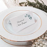 Place Cards For Wedding Or Party, Seating Place Cards For Tables, Scored For Easy Folding, Flower Design 100 Pack, 2 X 3.5 Inches