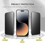 For Iphone 15 Pro 6.1" Matte Privacy Screen Protector With Camera Lens Protector Full Coverage Anti-Glare Anti-Spy Tempered Glass Film Anti-Fingerprint Easy Installation