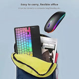 7-Color Backlit Ultra-Slim Transparent Bluetooth Keyboard With Built-In Touchpad And Mouse Portable Mini Rechargeable For Apple Ipad Iphone Samsung Tablet Iphone Smartphone Ios Android Windows-Black