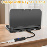 1PC 3.9FT 3DS Charger Cable + 1PC Dual Mode USB Type-C Charging Cable Adapter for New 3DS XL, 3DS XL