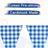 2 Pcs Blue Checkered Flag Banners — Double-Sided Gingham Bunting for BBQ, Picnic, Wedding & Party Décor