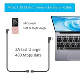 Short Micro Usb Extension Cable 25Cm/9Inch,Left & Right Angle 90 Degree Micro