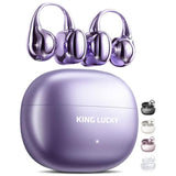 Clip-On Bluetooth 5.4 Wireless Earbuds 50H Play Noise Cancelling Waterproof Purple