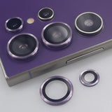 for Galaxy S24 Ultra Camera Lens Protector Metal Crystal Tempered Glass Screen Accessories Cover for S24 (Purple, S24 Ultra)