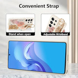 Silicone Case For Samsung Galaxy S25 Ultra With Strap, Cute Flower Floral Phone Case For Girl Women, Adjustable Finger Strap Shockproof Protective Cover, Beige Flowers