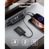Powered Usb Hub, 6-Port Usb 3.0 Hub Splitter (4 Usb 3.0 Data Ports + 2 Qc 3.0 Fast Charging Ports) With Individual Led On/Off Switches, Usb Hub 3.0 Powered With 36W Ac Adapter For Mac, Pc