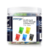 100-Pack Rj45 Cat6 Pass Through Connector, Assorted Colors, Rj45 Modular Plugs