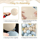 Dusty Blue Balloon Arch Kit,122Pcs Light Blue Sand White Metallic Gold Matte Balloons For Kids Boy Baby Shower Decorations Wedding Graduation Bridal Engagement Birthday Party Supplies