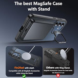 For Samsung Galaxy S25 Case With Stand, Galaxy S25 Case With Screen Protector Compatible With Magsafe, Shockproof Slim Protective S25/S24 Cases With Kickstand & Holder, Black
