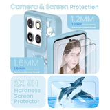 For Motorola Moto G Stylus 5G 2025 Floral Phone Case With 2X Screen Protector, Military Grade Magnetic Translucent Matte Girls Women Flower Pattern Protective Cover (Blue)