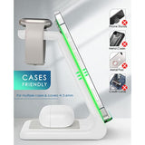 3 In 1 Wireless Charging Station, 2025 Upgraded Fast Desk Charger Station For Iphone 16 15 14 13 12 Pro Max Plus, Charger Stand For Apple Watch 10 9 8 7 6 5 4 3 2 Se, Airpods 4 3 2 Pro