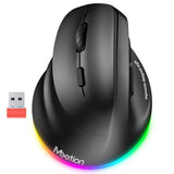 Left-Handed Ergonomic Mouse, Wireless Vertical Rgb Rechargeable Mouse, Bluetooth(5.2 + 3.0) & Usb-A With Usb-C Adapter 4 Adjustable Dpi Mice For Mac/Windows/Pc/Tablet/Ipad Black