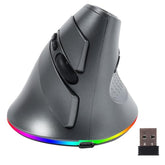 Wireless Mouse, Vertical Ergonomic Mouse 2.4G Bluetooth Dual Mode 3 Dpi Rechargeable Connect Multiple Devices Vertical Mouse 6 Buttons And Rgb Lights Suitable For Pc Laptop Computer(Grey)