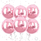 22 Inch Pink Foil Balloons, 6Pcs Large Metallic Pink Round Balloons, Baby Pink Balloon For Women Princess Birthday Party Baby Shower Wedding Decorations
