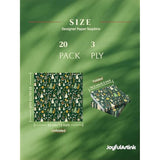 Premium Designer Paper Napkins, 3-Ply 6.5 X 6.5-Inches Fold Disposable Decorative Winter Guest Christmas Holly Green Festive New Year Tree Party Lunch Dinner Napkin (20, Festive Green)