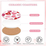 4Pcs Valentine'S Day Ceramic Coasters Red Pink Heart Drink Coasters Absorbent Cup Mat For Mug Cup Home Kitchen Party Table Decor
