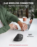 Ergonomic Mouse Wireless, Adjustable Dpi Vertical Mouse 1000/1200/1600 With 6 Buttons, Rechargeable Ergo Mice, Medium To Large Sized Hands, 2.4Ghz Usb Receiver For Computer, Laptop, Pc