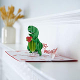 Valentines Day Card For Her, Him - 3D Romantic Greeting Pop-Up Cards - T-Rex You Make My Heart Saur - 5" X 7" - Blank Notecard & Envelope Included