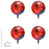 4Pcs Spider Balloons, 18 Inch Red & Blue Web Foil for Kids' Birthday & Halloween Party