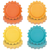 48 Pcs Here Comes The Son Party Plates Boho Sun Paper Disposable Plates 7 Inch Colored Sunshine Shape Tableware For First Trip Around The Sun Baby Shower 1St Birthday Summer Table Decor