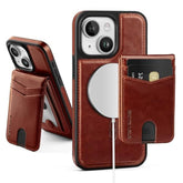 For Compatible Magsafe Magnetic 2 In 1 Detachable Iphone 13 Wallet Case With Card Holder Women Men,Pu Leather Rfid Blocking Flip Kickstand Credit Slots,For Apple 13,Brown