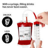 50 Packs Halloween Blood Iv Bags Reusable Drink Pouches Juice Containers For Halloween Zombie Vampire Party Decoration With Syringe And Clips, 10.14 Fl.Oz (50Pcs Bags, 50 Labels, 3 Syringes)