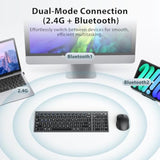 iClever DK05 Bluetooth Keyboard and Mouse Combo, Multi-Device Wireless Keyboard and Mouse (2.4GHz+Bluetooth), USB-C Rechargeable, Slim Compact Design, Comfortable Typing for PC/Laptop/Windows/Mac