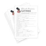 Black Mama Sayings Baby Shower Game Cards With Answer Key, 50 Pack, Fun Party Activity Sheets, 5X7 Inch