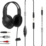 20Ft Extra Long Cord Headphones For Tv & Pc With Volume Control, Wired Tv Headset With Extension Cable, 3.5Mm Aux Jack With Usb & Rca Adapters For More Tvs, Senior Friendly