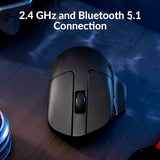M7 Wireless Computer Mouse, 26K Dpi Optical Computer Mouse, 2.4 Ghz/Bluetooth/Wired With Macro Button 63G Lightweight Ergonomic, Up To 70 Hours Worktime For Laptop Macos/Windows - Black