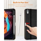 For (A16) 11Th Generation Case 11 Inch 2025, 10Th Generation Case 10.9 Inch 2022, Premium Leather Business Folio Stand Cover With Pencil Holder - Auto Wake/Sleep, Black