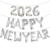 16inch Silver 2026 Happy New Year Foil Balloons Party Decor