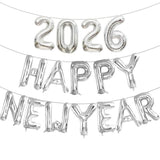 16inch Silver 2026 Happy New Year Foil Balloons Party Decor