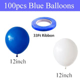 100Pcs Royal Blue And White Latex Balloons 12 Inch W/Ribbon For Birthday Graduation Anniversary Wedding Bridal Shower Celebration Party Decorations Supplies