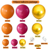155pcs Burnt Orange Hot Pink Gold Balloon Garland Arch Kit for Party Decor