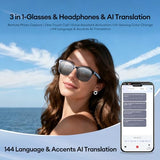 S7Ultra AI Smart Glasses with Photochromic Lenses & 144 Language Translation, Bluetooth 6.0 Polarized Sunglasses with Open Ear Speaker, UV400, Mic