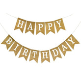 Happy Birthday Banner Pre-Strung Burlap Birthdays Banners For Birthday Party Outdoor Or Indoor Decoration, Rustic