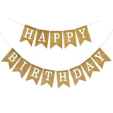 Happy Birthday Banner Pre-Strung Burlap Birthdays Banners For Birthday Party Outdoor Or Indoor Decoration, Rustic