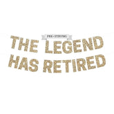 Pre-Strung The Legend Has Retired Banner - No Diy - Gold Glitter Happy Retirement Banner - Pre-Strung On 8 Ft Strand - Happy Retirement Party Decorations For Men & Women. Did We Mention No Diy