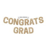 Pre-Strung Congrats Grad Banner - No Diy - Gold Glitter Graduation Party Banner - Pre-Strung Garland On 8 Ft Strand - Gold Grad Congrats Class Of 2026 Party Decorations & Decor. Did We Mention No Diy