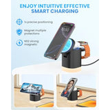 Wireless Charging Station For Iphone Mag-Safe: 3-In-1 Foldable Charger Phone Stand Charge For Iphone 16/15/14/13/12 Pro/Max/Plus - For Airpods - For Apple Watch 2-10/Ultra