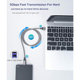 Usb 3.0 Cable (10Ft), Durable Nylon Braided Usb A To Usb B Cable Compatible With Printers, Monitor, Docking Station, External Hard Drivers, Scanner, Hub And More Devices(Grey)