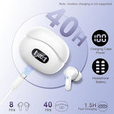 Wireless Earbuds, 2025 Bluetooth 5.4 Headphones Bass Stereo, Ear Buds with 4 Mics ENC Noise Cancelling, Bluetooth Earbuds 48H Playtime LED Display