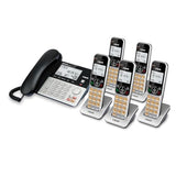 Vg208-5 Dect 6.0 5-Handset Corded/Cordless Phone For Home With Answering Machine, Call Blocking, Caller Id, Large Backlit Display, Duplex Speakerphone, Intercom, Line-Power Backup(Silver/Black)
